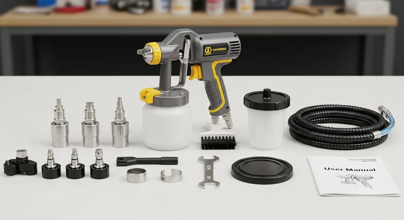 Suporte móvel para pistola de pintura em área de trabalho