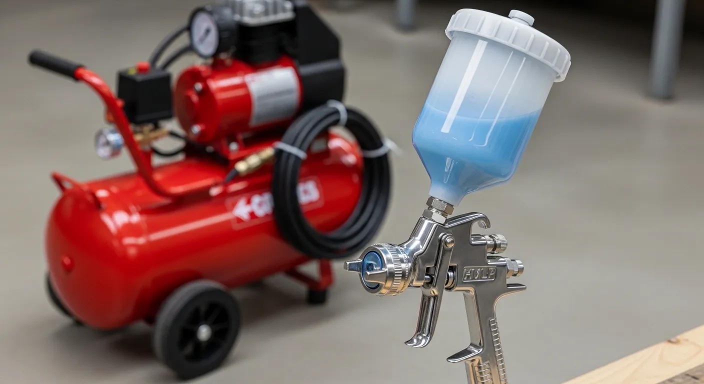 Pintura mecanizada com pistola e compressor ajustados