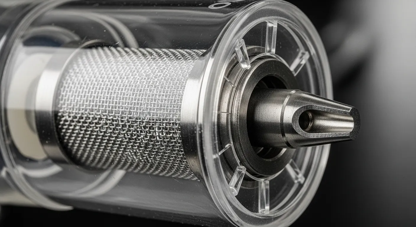 Filtro instalado em pistola de pintura durante aplicação