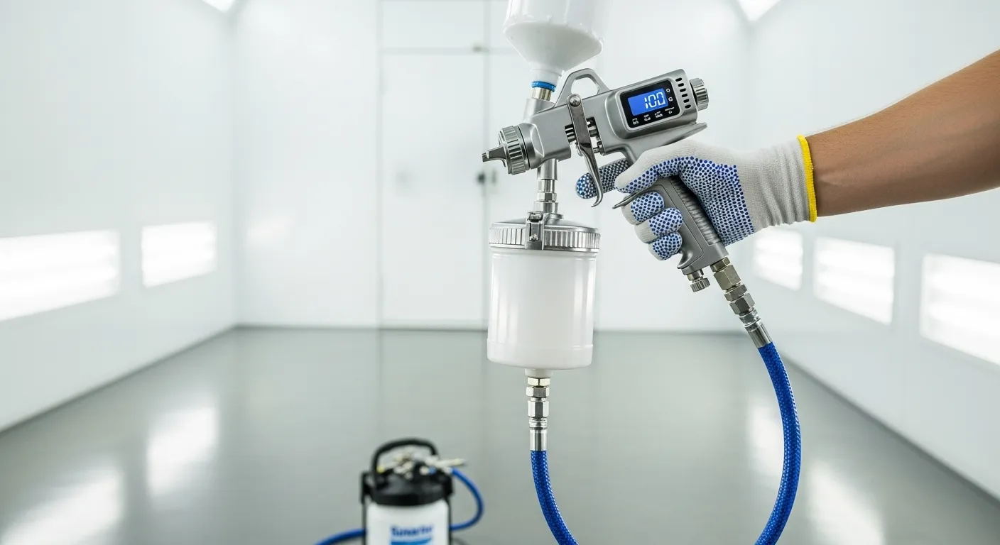 Filtro para pistola de pintura em uso na reforma