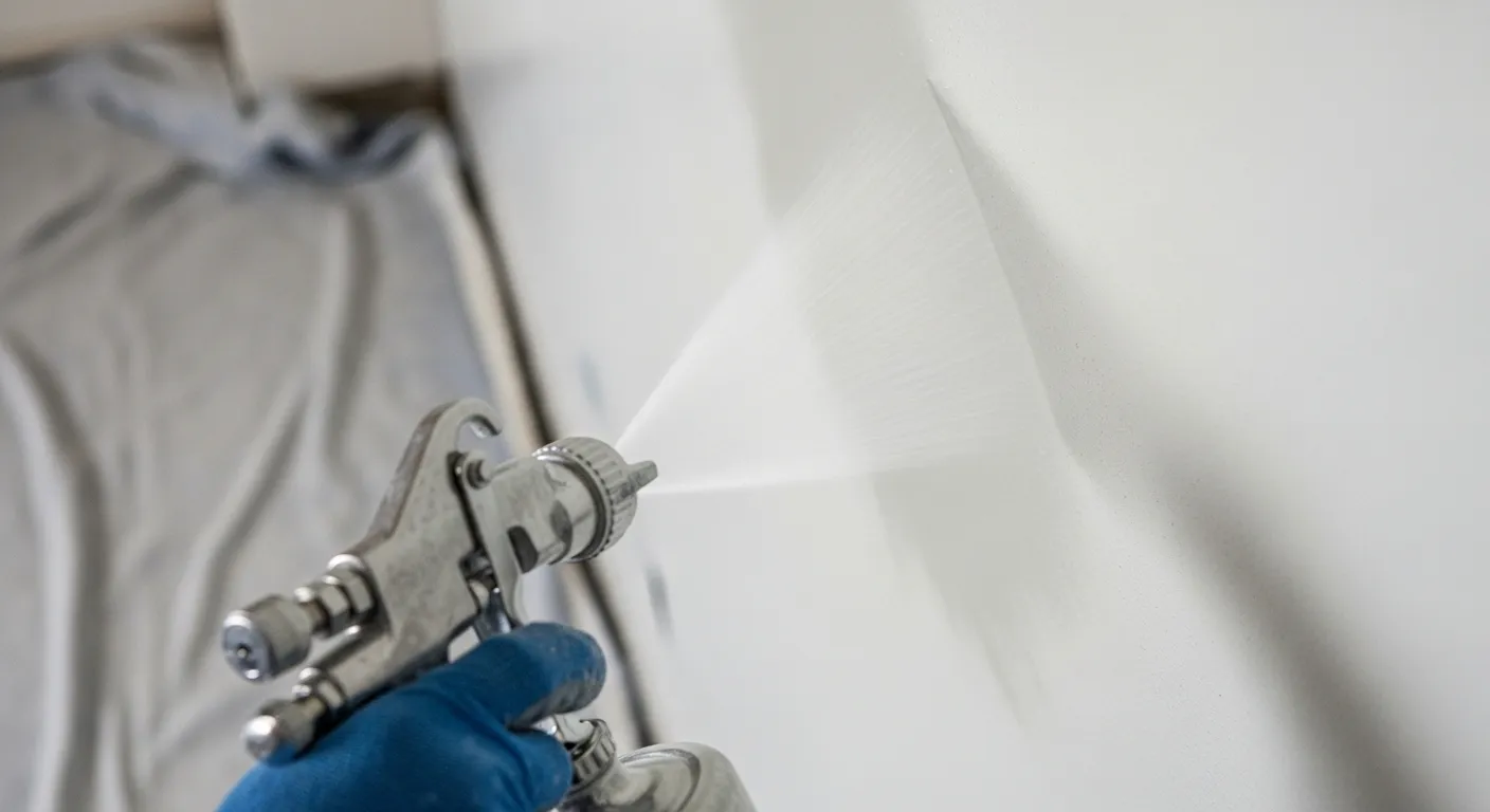 Detalhe de aplicação de tinta com pistola